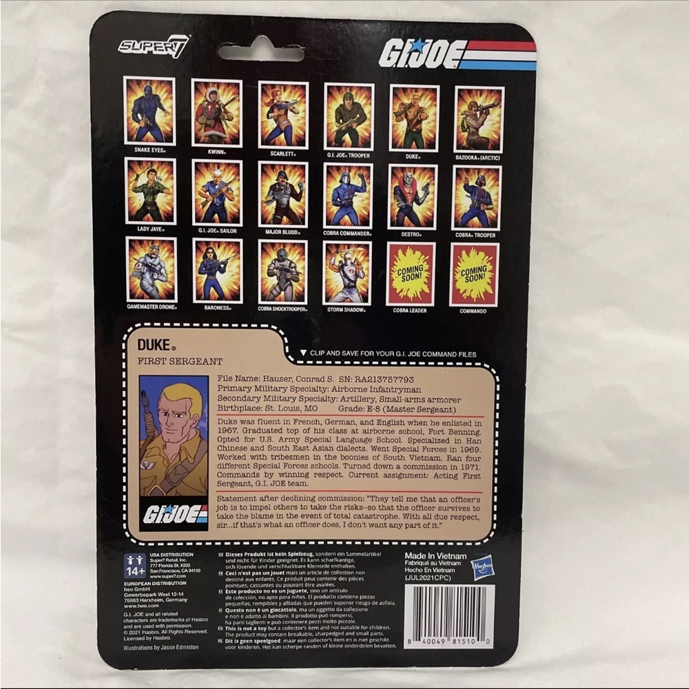 GI JOE Duke First Sergeant Super 7 3.75" INCH REACTION FIGURE NEW In Hand - Picture 2 of 7